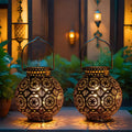 Set of 2 Moroccan Style Metal Table Lamp
