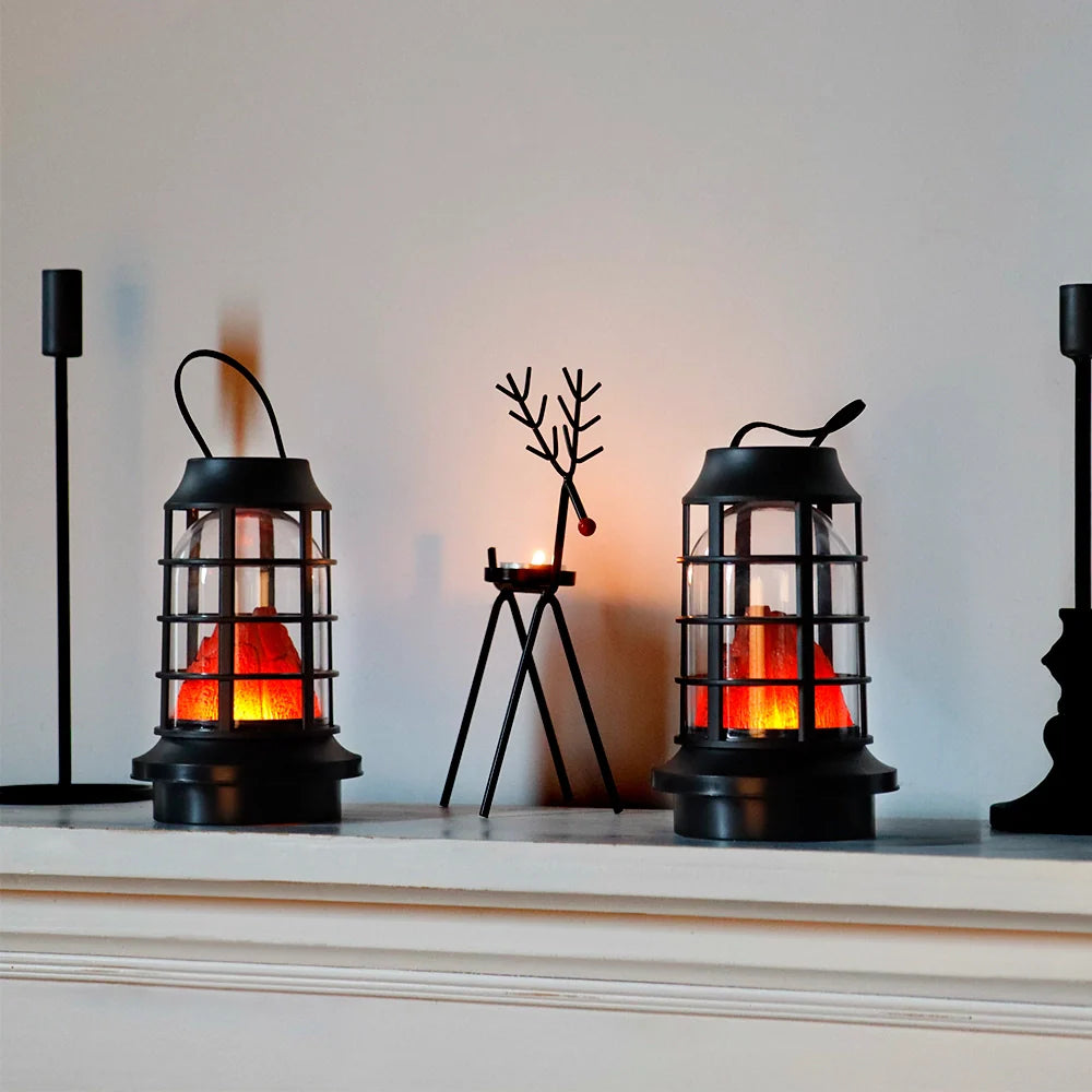 Set of 2 8" Flame Lamp with Timer