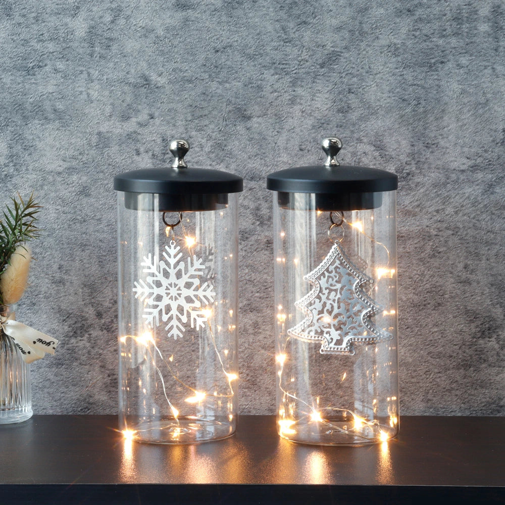 Set of 2-7"H Battery Powered Lights(Sliver Leaf Pendant )
