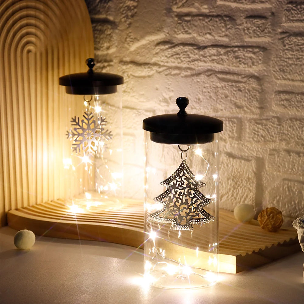 Set of 2-7"H Battery Powered Lights(Sliver Leaf Pendant )