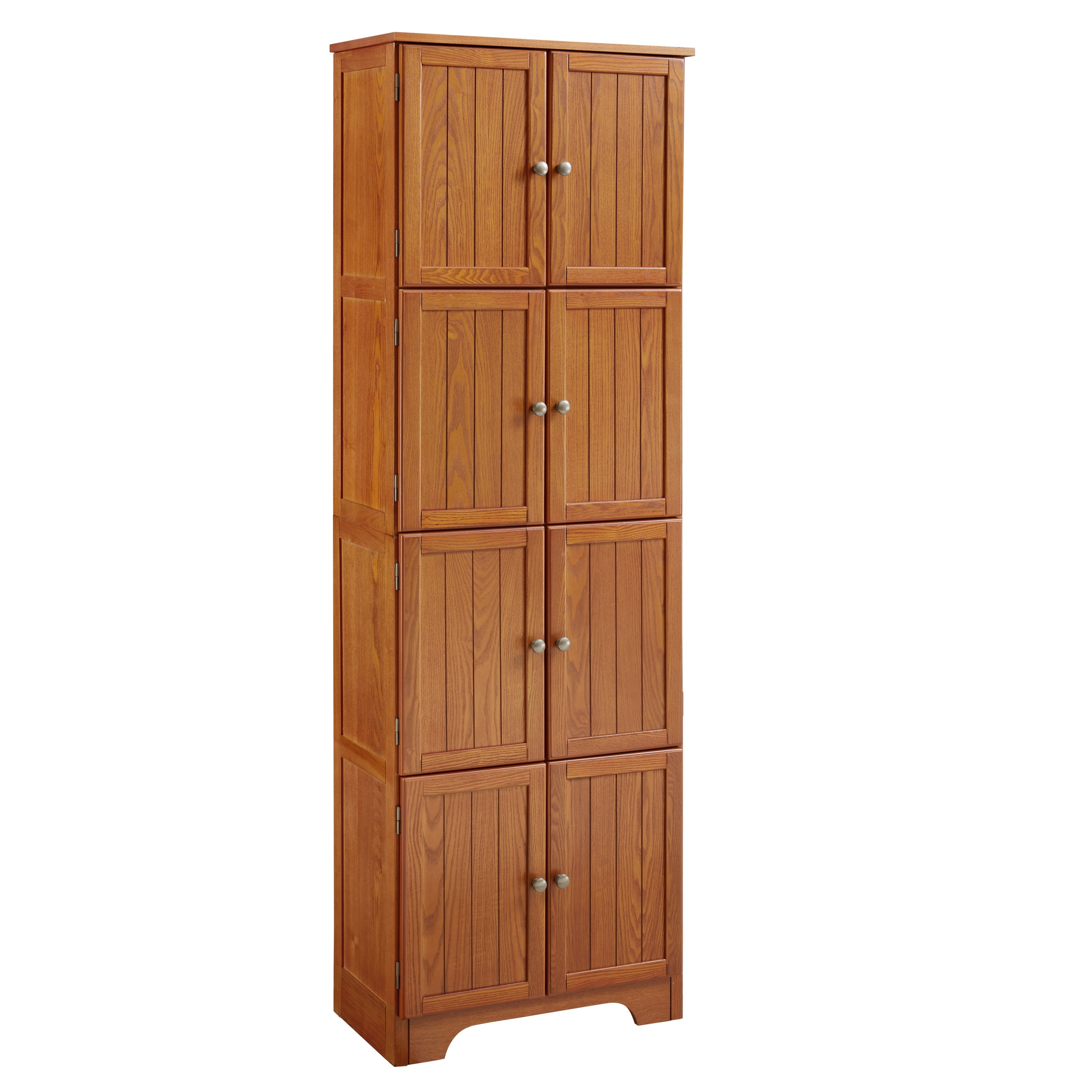 72.4' Tall Storage Cabinet Tall Storage Cabinet with 8 Doors and 4 Shelves ,Bookshelf Living Room, Kitchen, Dining Room, Office  Freestanding Storage Cabinet,Oak