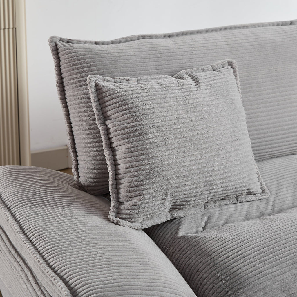 Corduroy Sofa Sleeper Couch Loveseat Sofa with Pillows Comfy Upholstered Deep Seat Sofa for Bedroom,Living Room,Apartment,Office,Dorm-Light Grey Corduroy