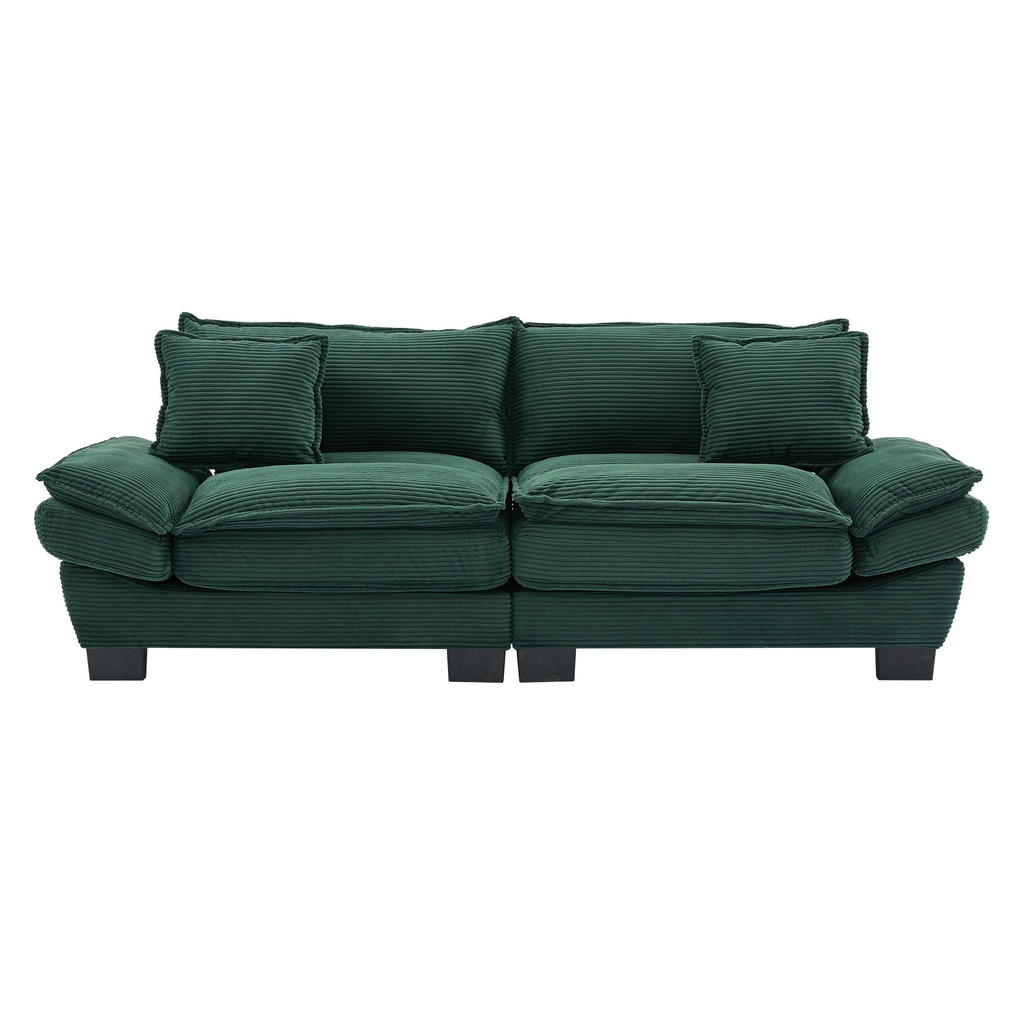 Corduroy Sofa Sleeper Couch Loveseat Sofa with Pillows Comfy Upholstered Deep Seat Sofa for Bedroom,Living Room,Apartment,Office,Dorm-Green Corduroy
