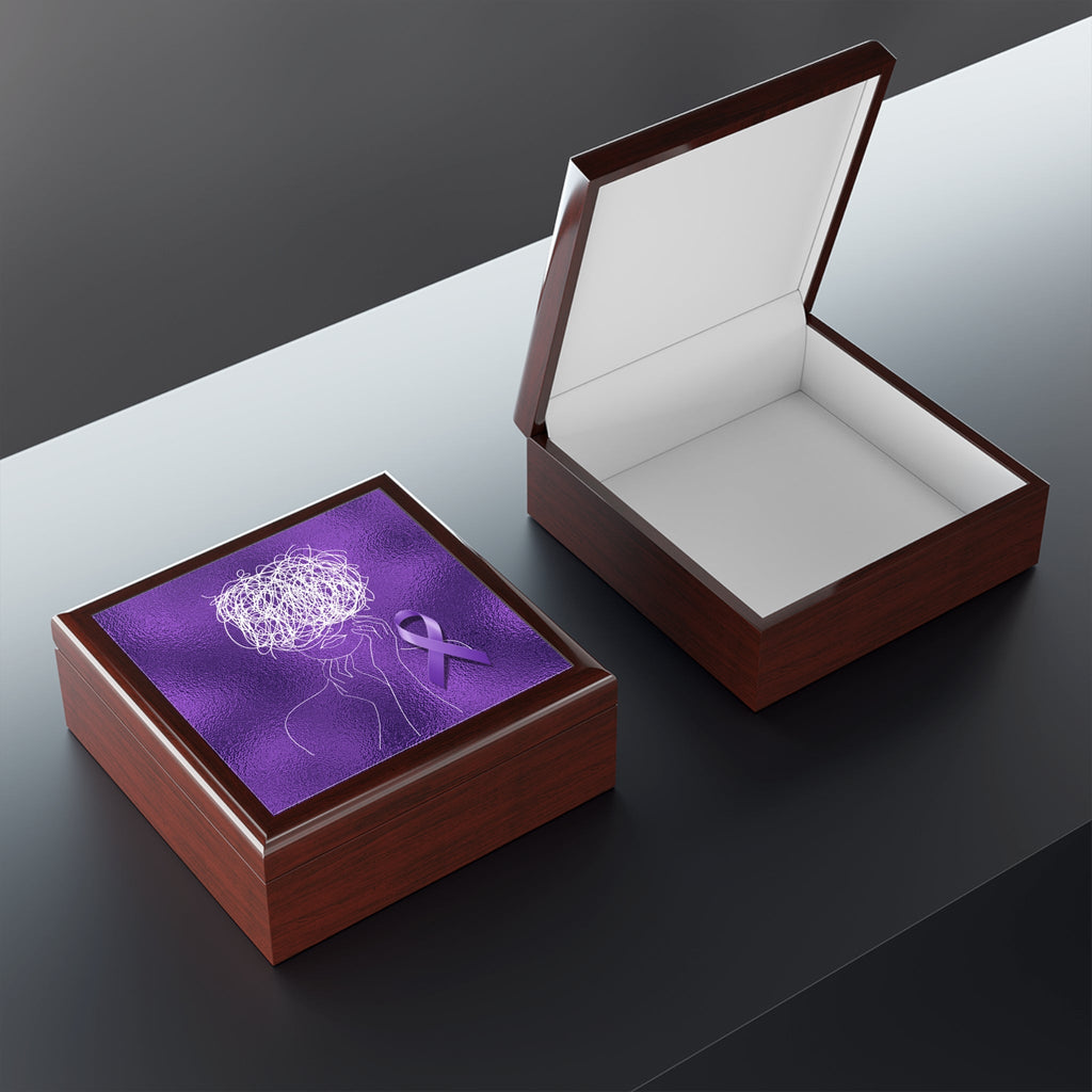 Purple Ribbon Awareness Jewelry Box – Epilepsy Strength Keepsake Box