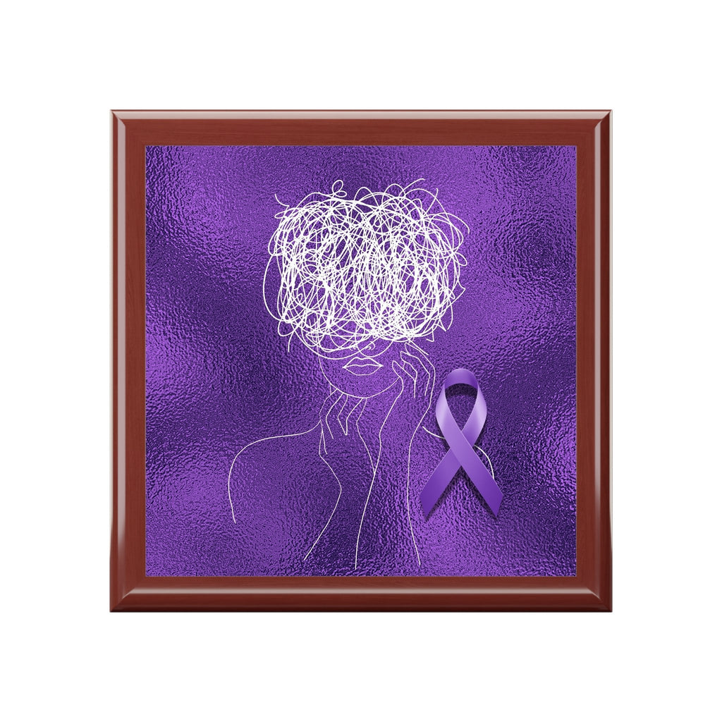 Purple Ribbon Awareness Jewelry Box – Epilepsy Strength Keepsake Box