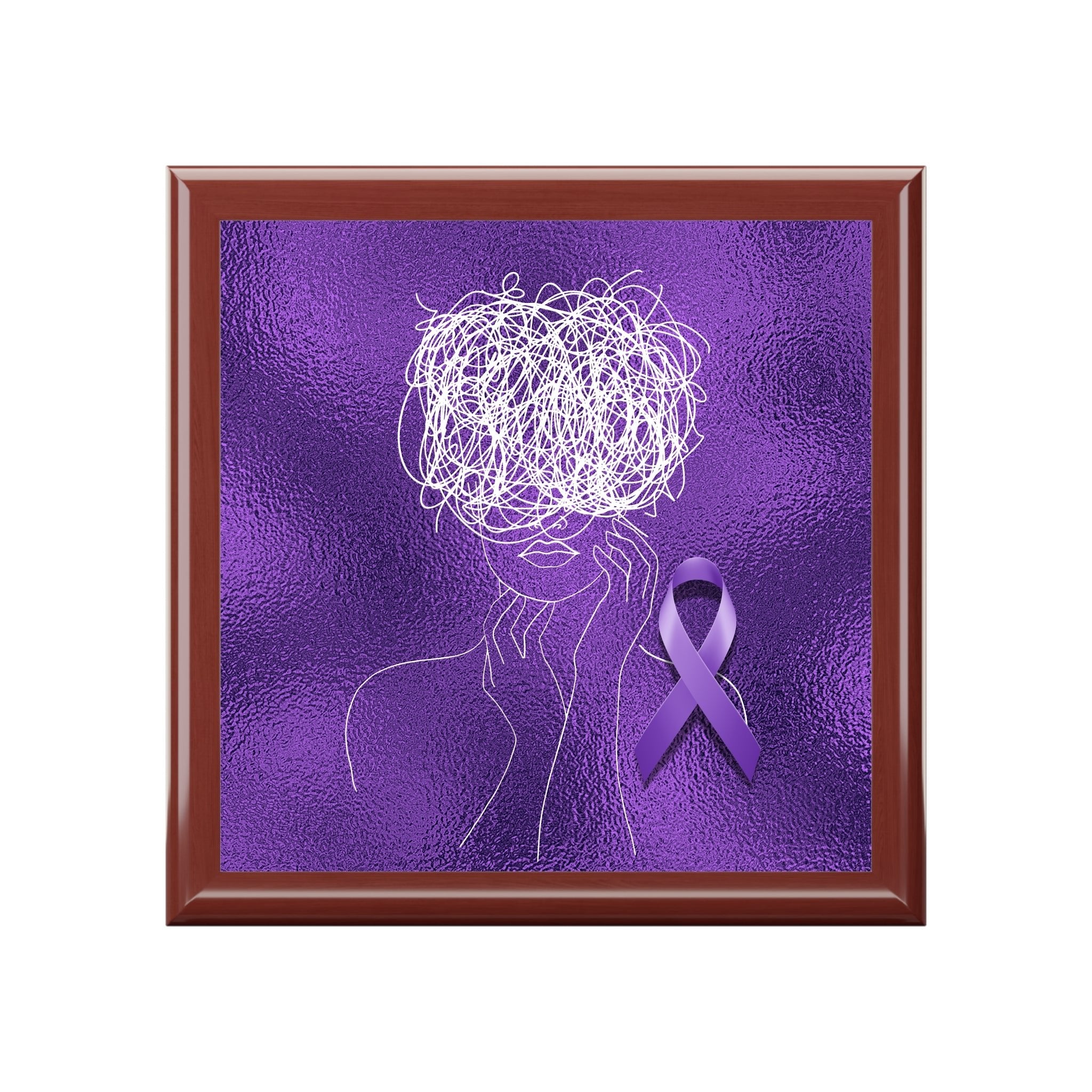 Purple Ribbon Awareness Jewelry Box – Epilepsy Strength Keepsake Box
