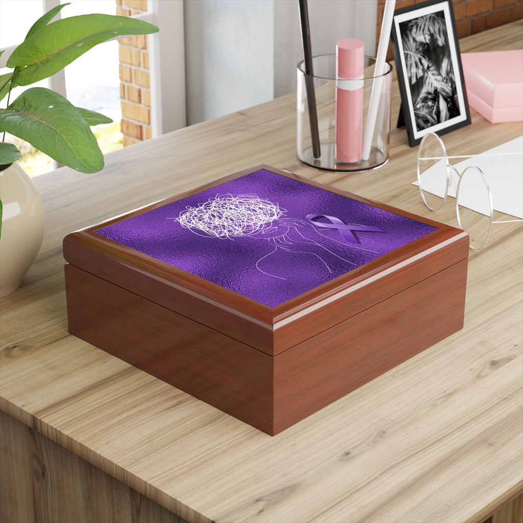 Purple Ribbon Awareness Jewelry Box – Epilepsy Strength Keepsake Box