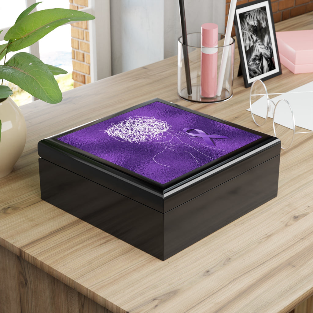 Purple Ribbon Awareness Jewelry Box – Epilepsy Strength Keepsake Box