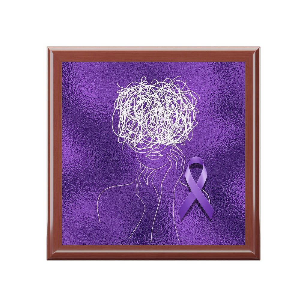 Purple Ribbon Awareness Jewelry Box – Epilepsy Strength Keepsake Box