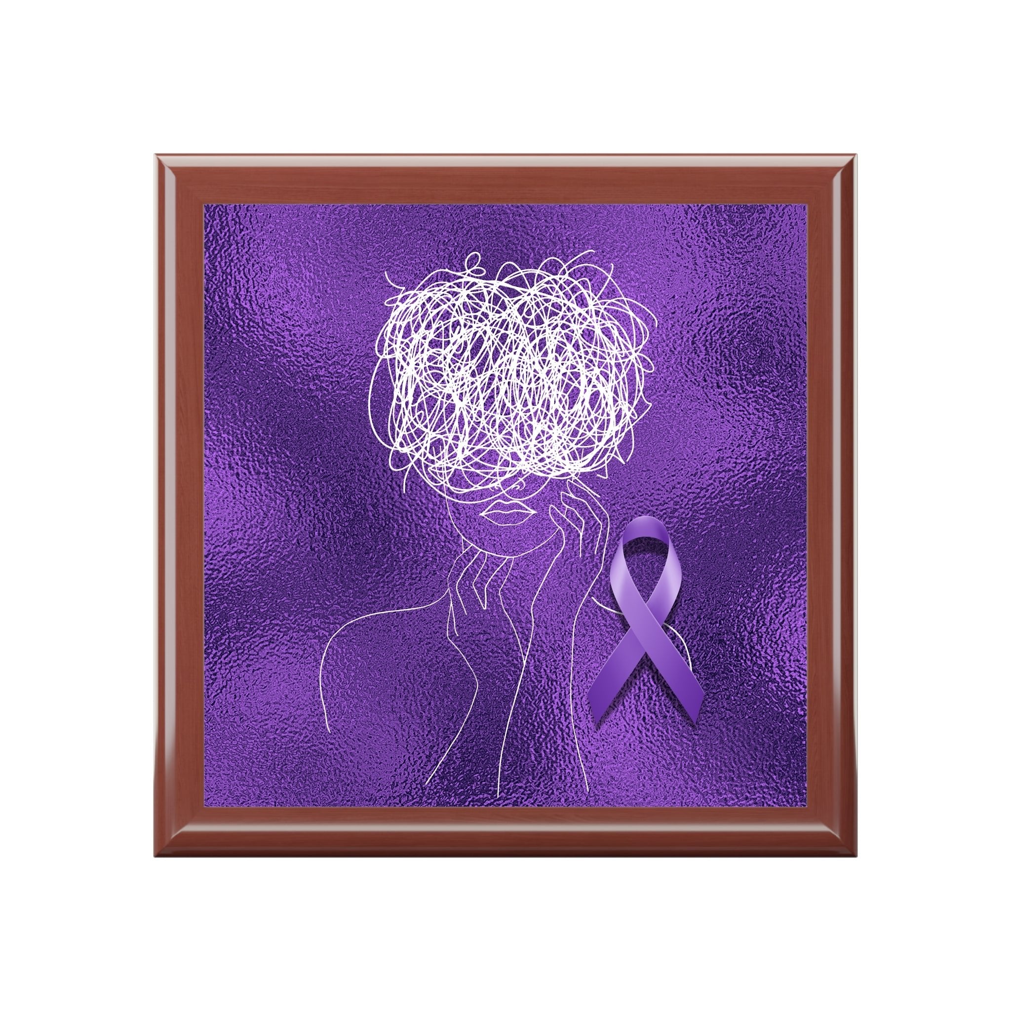 Purple Ribbon Awareness Jewelry Box – Epilepsy Strength Keepsake Box