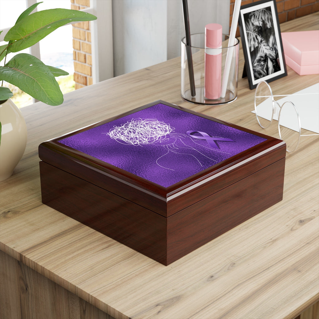 Purple Ribbon Awareness Jewelry Box – Epilepsy Strength Keepsake Box