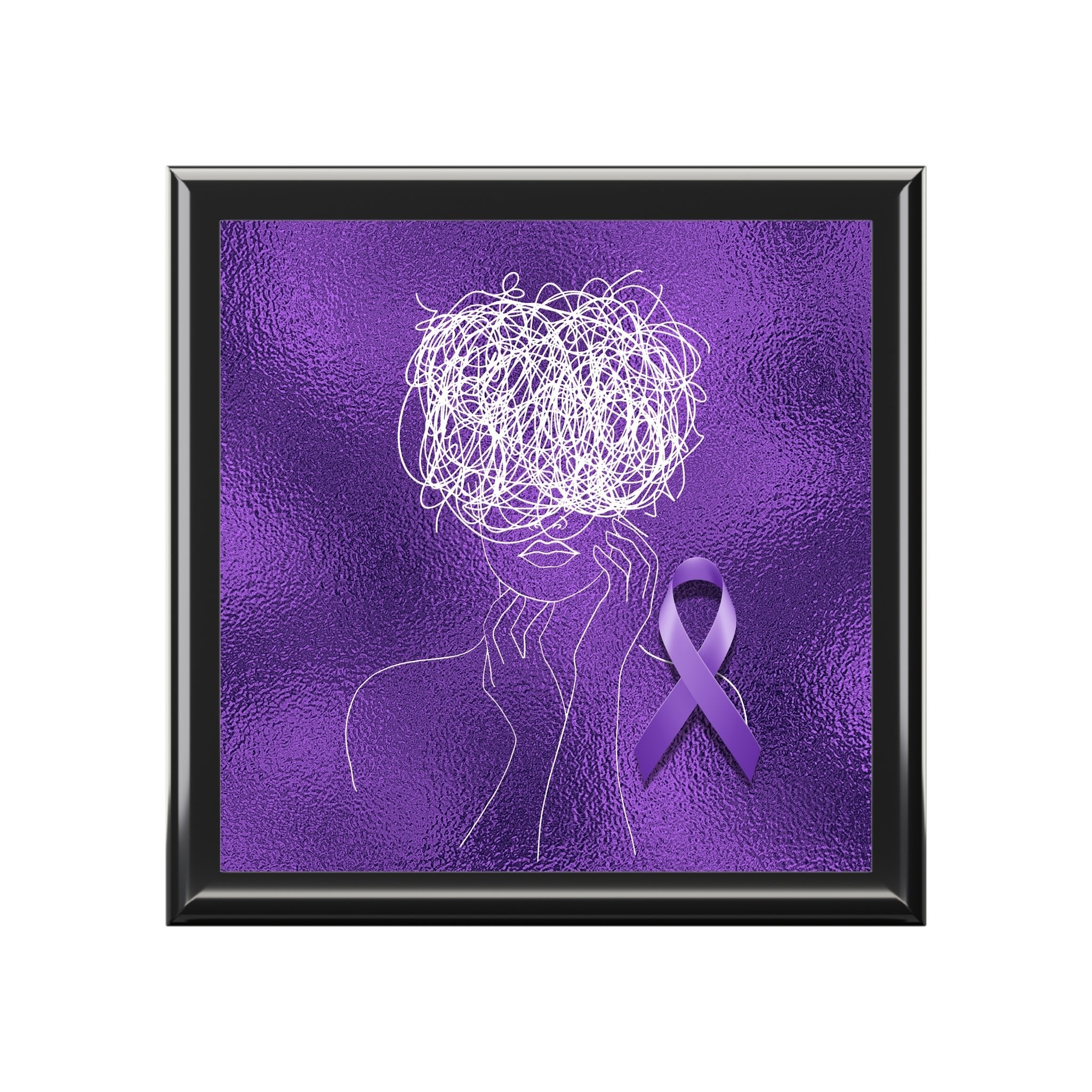 Purple Ribbon Awareness Jewelry Box – Epilepsy Strength Keepsake Box