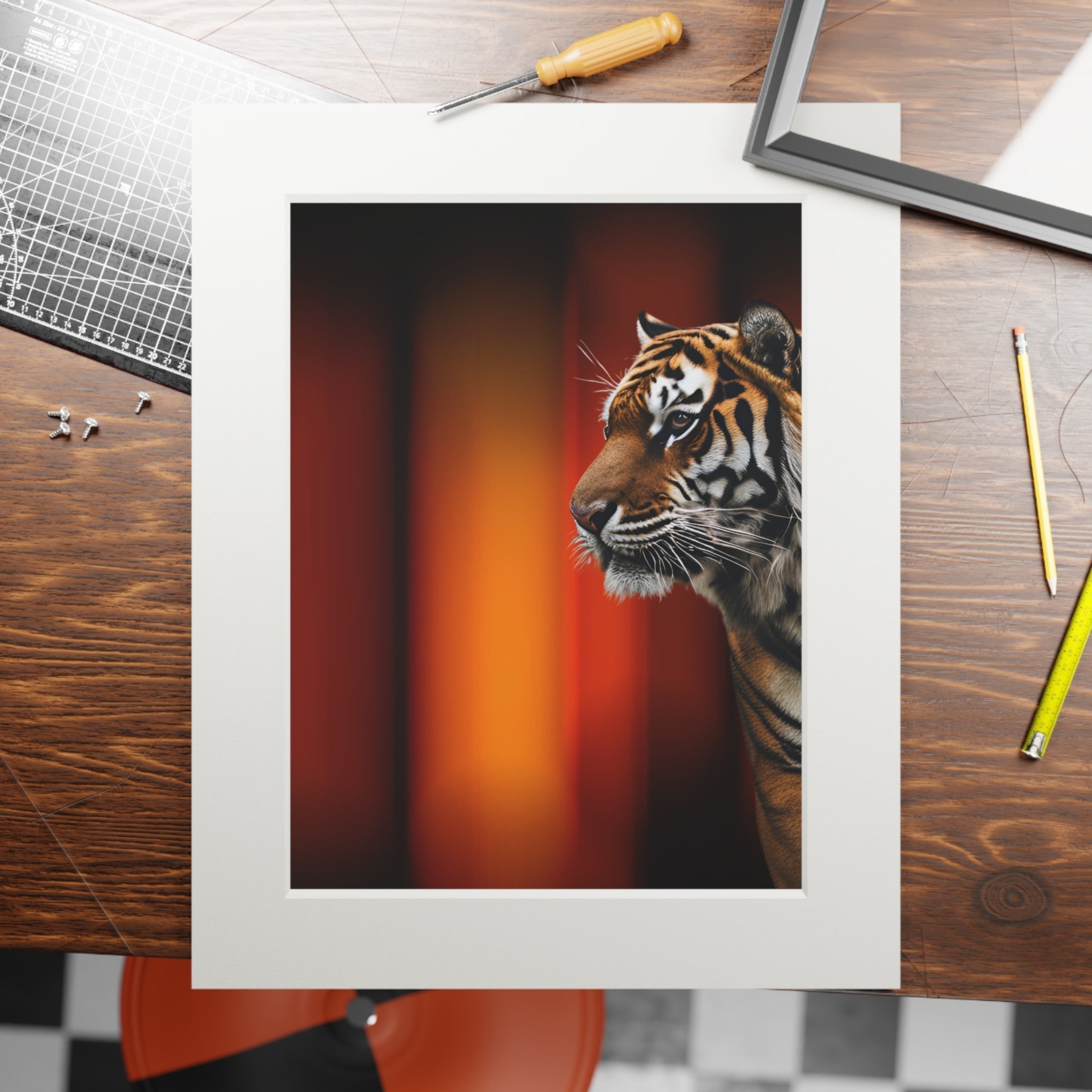 Beautiful Tiger Fine Art Print with Passepartout Frame