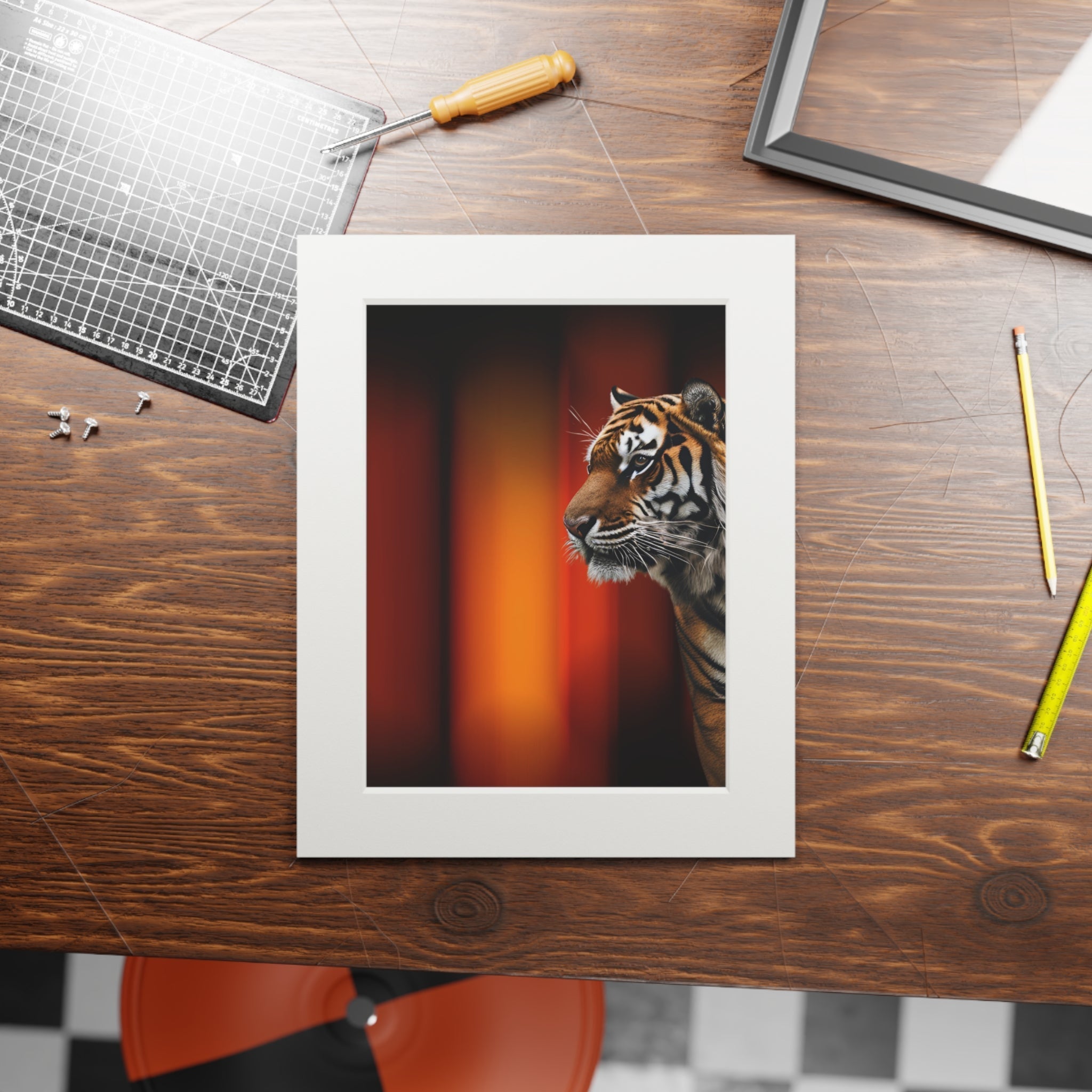 Beautiful Tiger Fine Art Print with Passepartout Frame