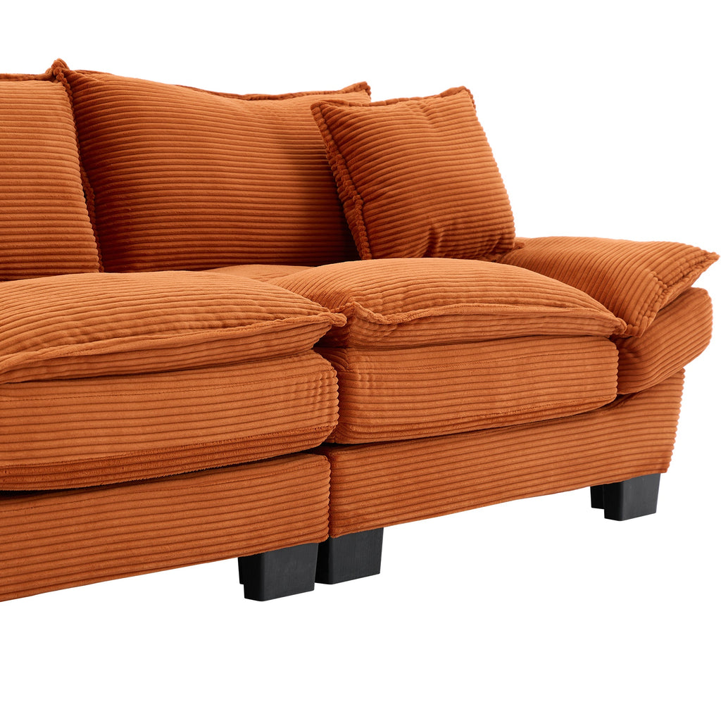 Corduroy Sofa Sleeper Couch Loveseat Sofa with Pillows Comfy Upholstered Deep Seat Sofa for Bedroom,Living Room,Apartment,Office,Dorm-Orange Corduroy
