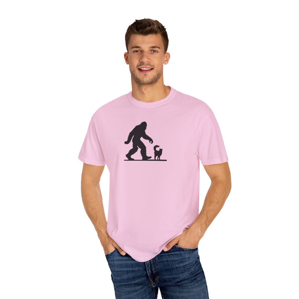 Bigfoot & Cat Unisex Garment-Dyed T-Shirt - Fun Casual Wear