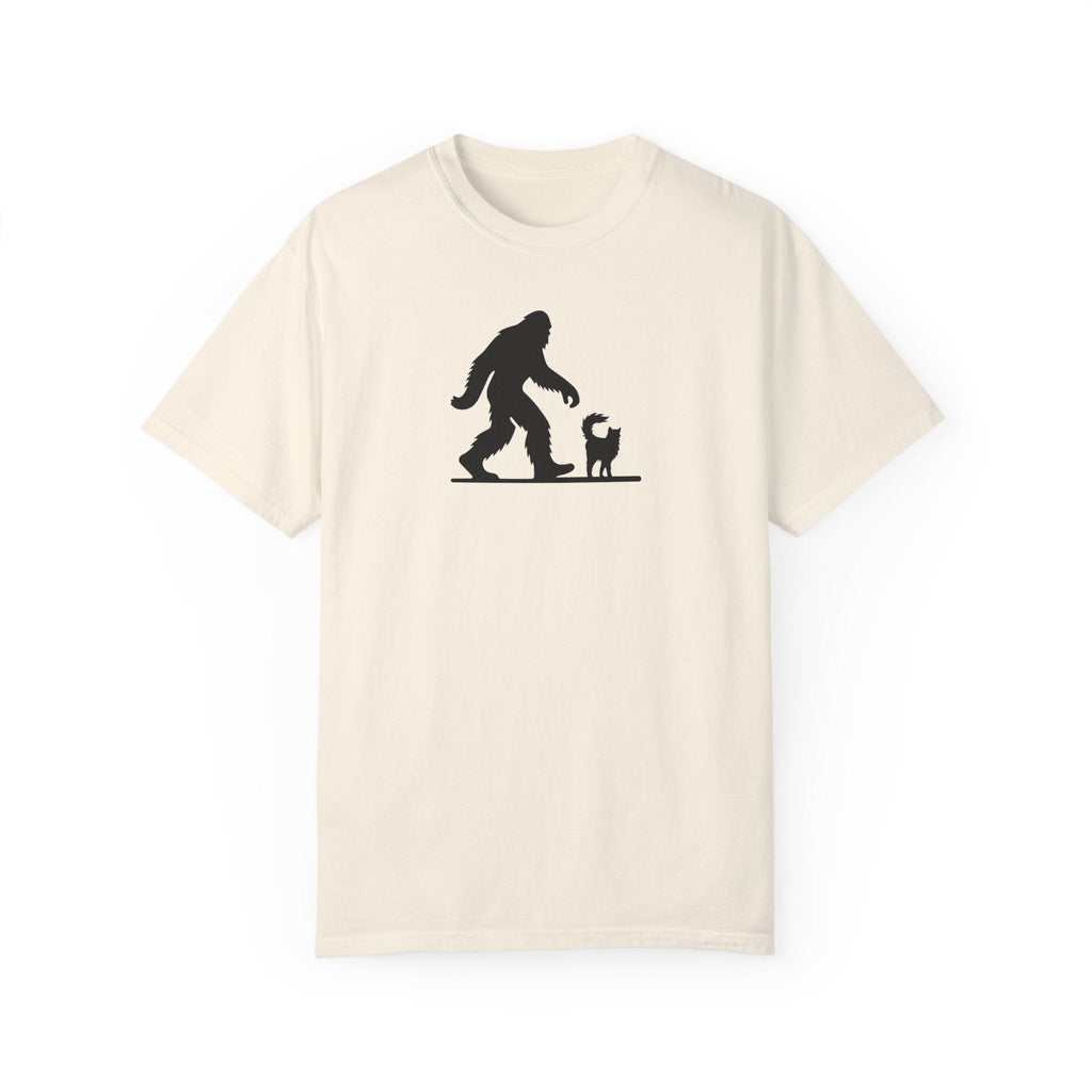 Bigfoot & Cat Unisex Garment-Dyed T-Shirt - Fun Casual Wear