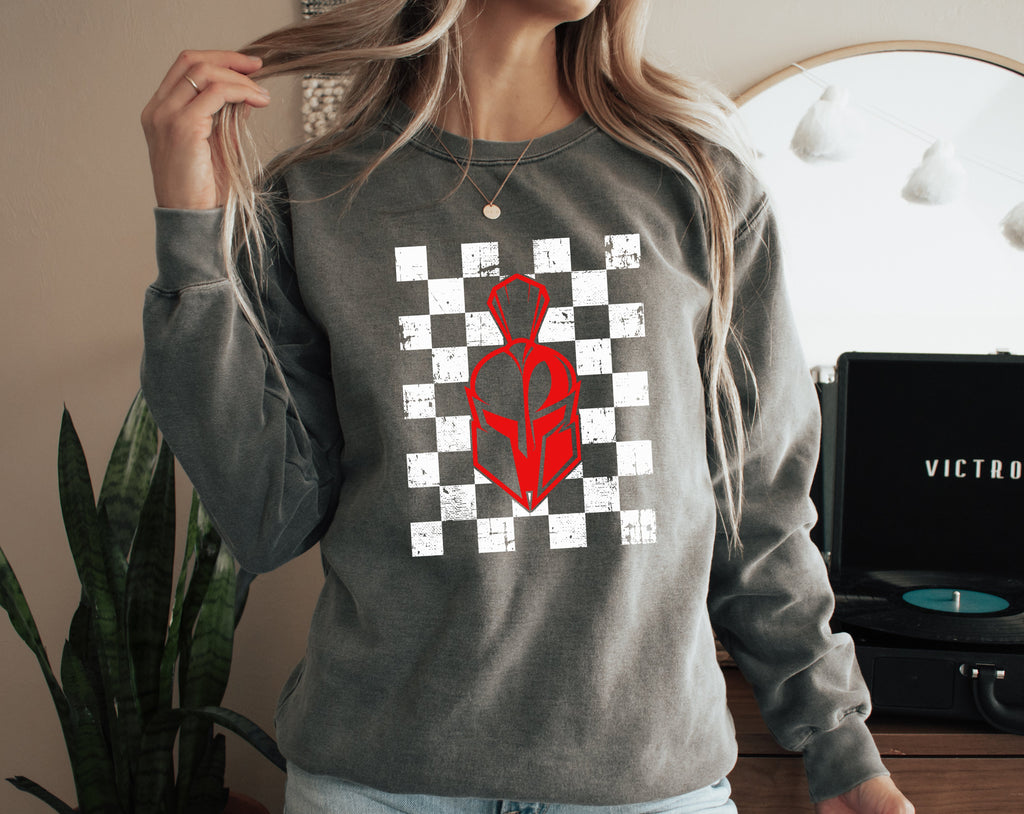 White checkered Sentinel CC Sweatshirt