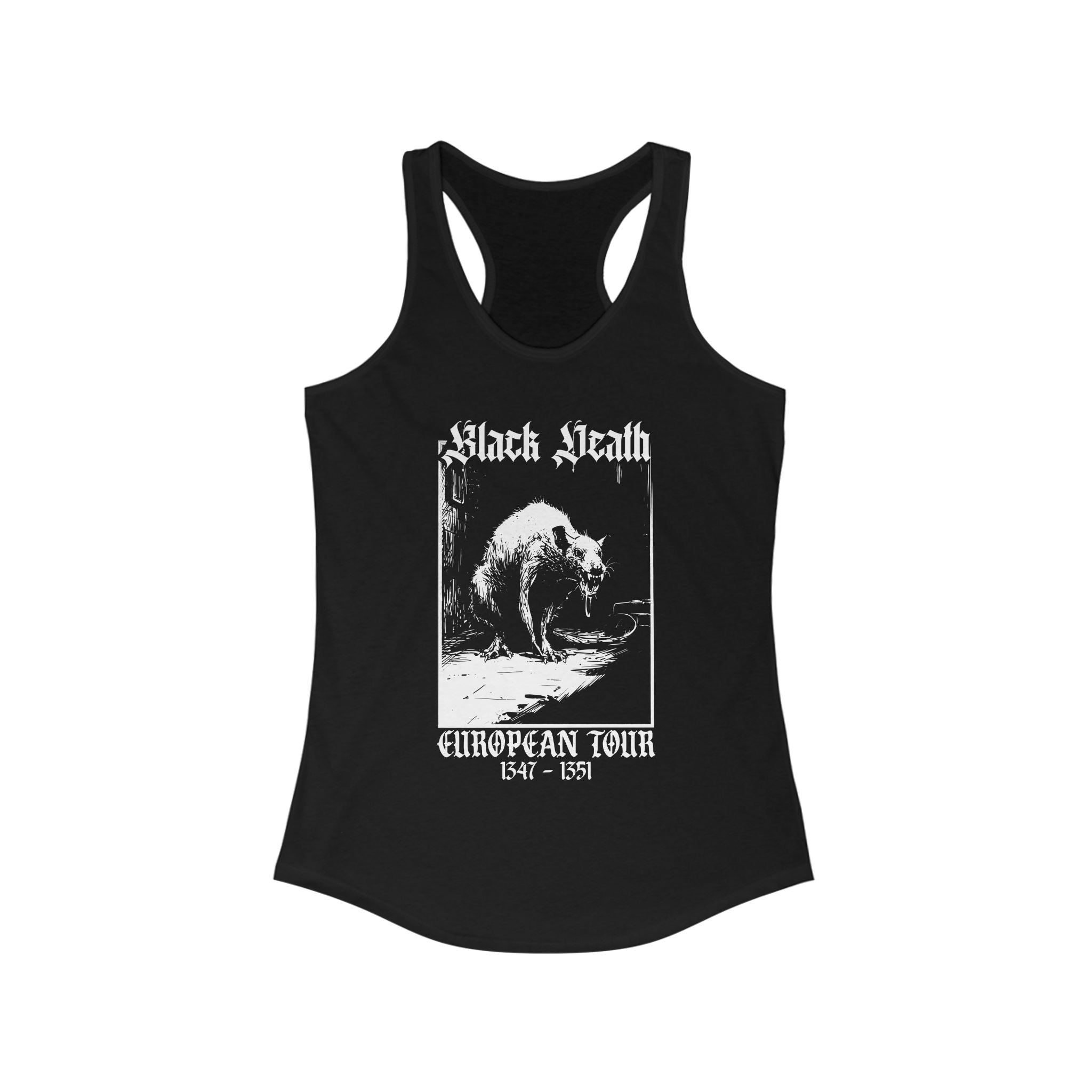Black Death European Tour Plague Rat Women's Racerback Tank Top