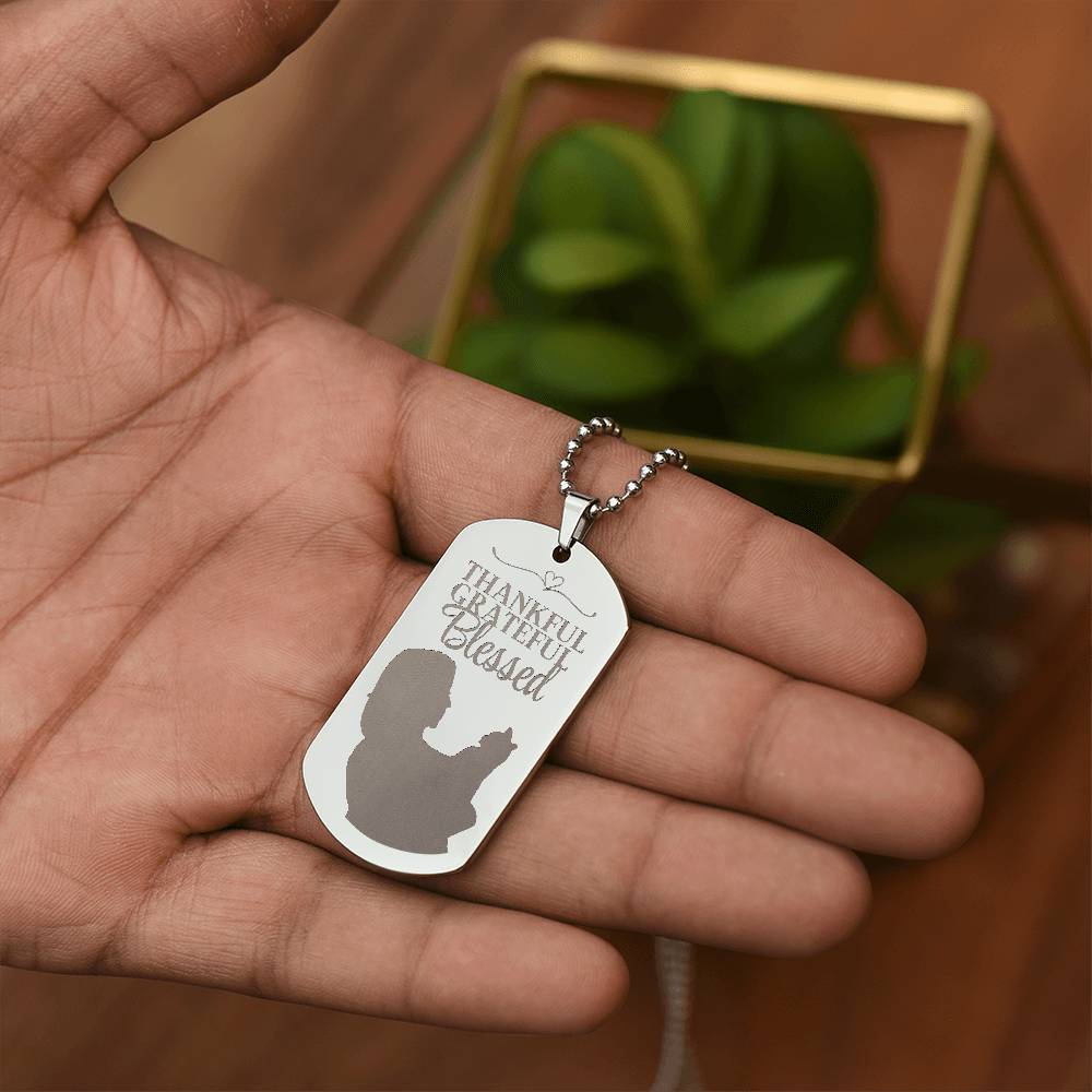 Blessed Cat Lady Engraved Dog Tag Necklace