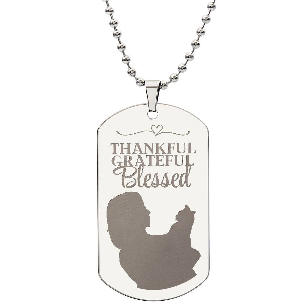 Blessed Cat Lady Engraved Dog Tag Necklace