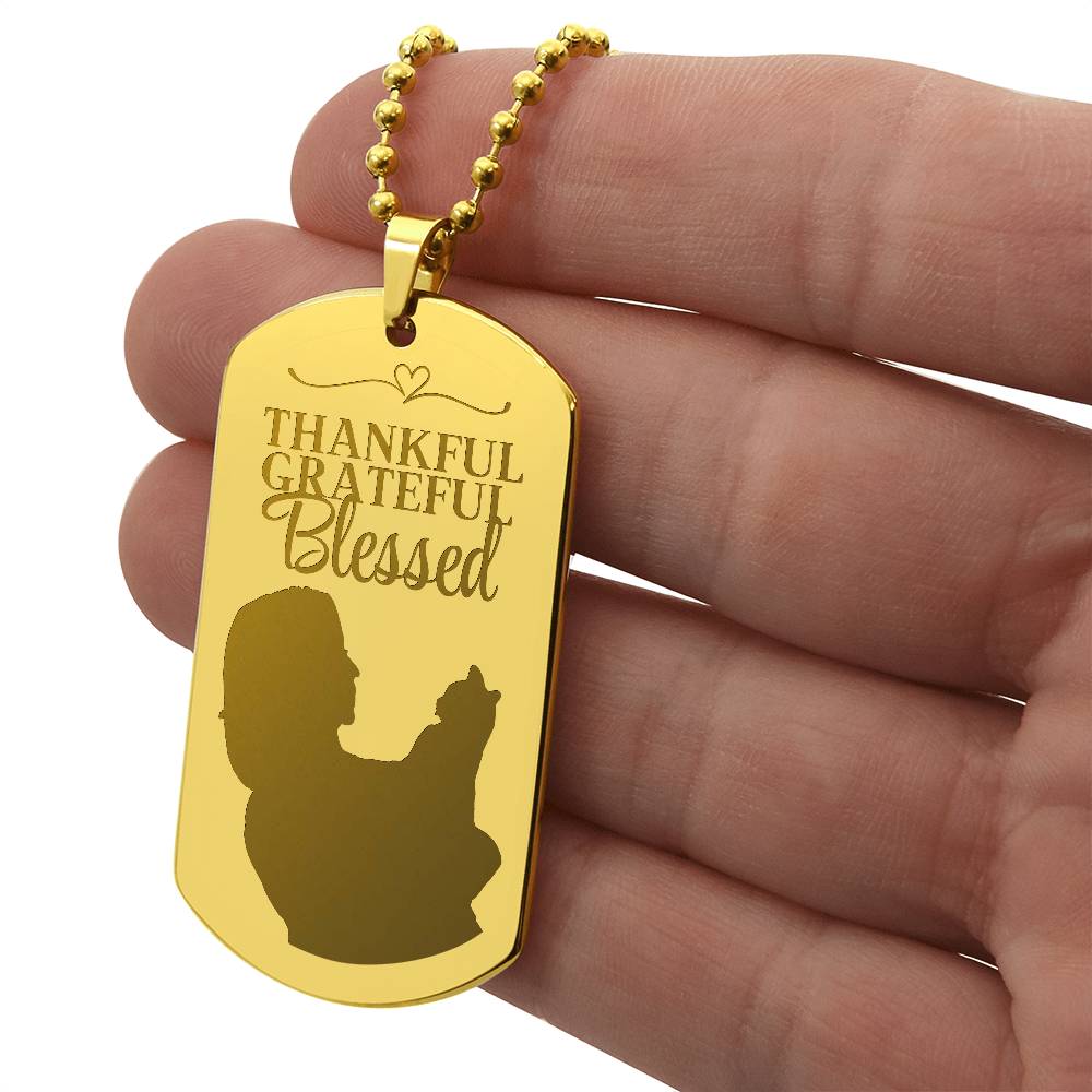 Blessed Cat Lady Engraved Dog Tag Necklace