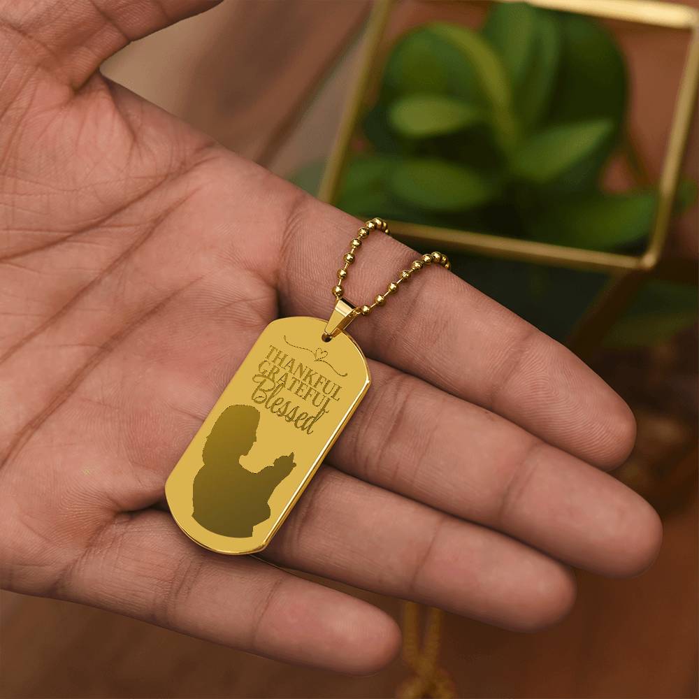 Blessed Cat Lady Engraved Dog Tag Necklace