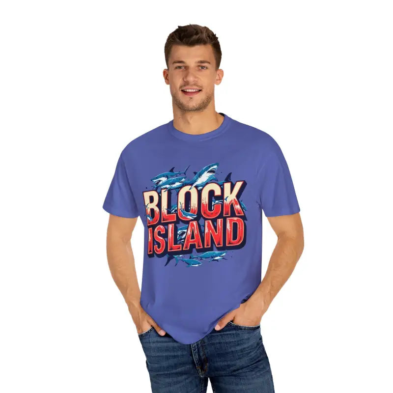 Ocean State Styles Block Island Shark T Shirt Garment Dyed