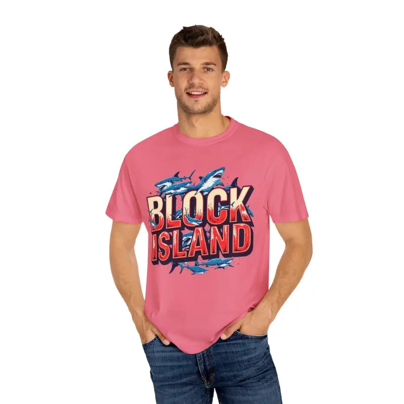 Ocean State Styles Block Island Shark T Shirt Garment Dyed