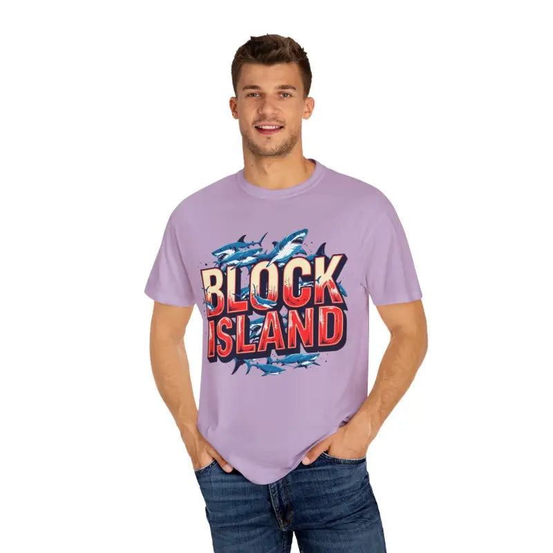 Ocean State Styles Block Island Shark T Shirt Garment Dyed