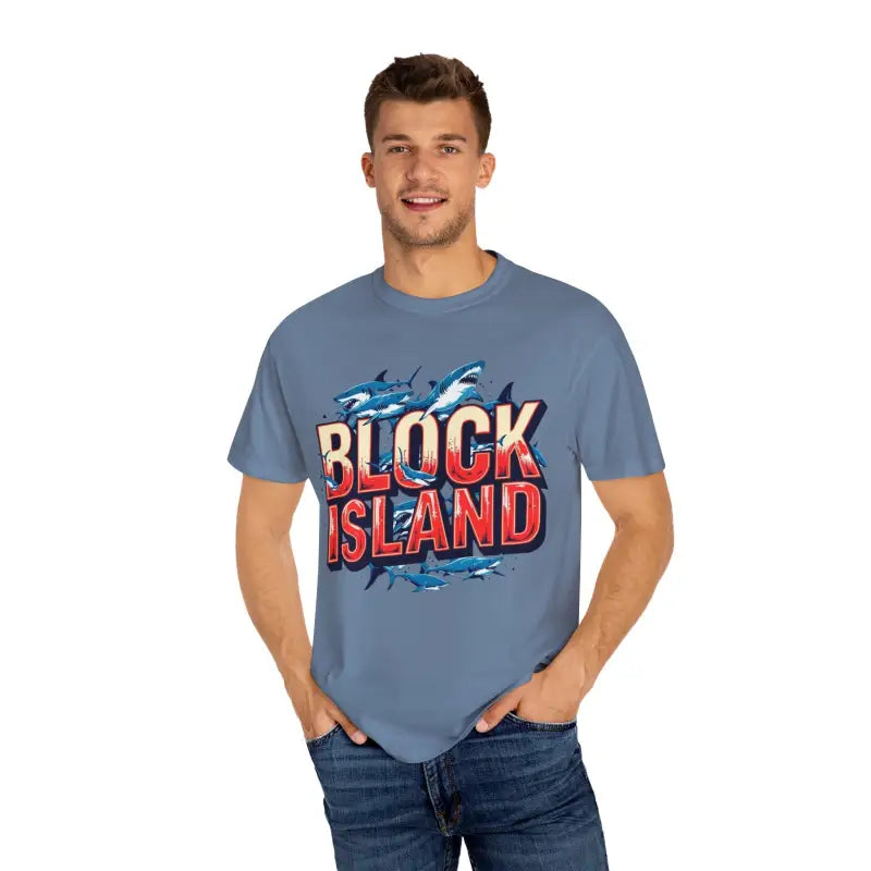 Ocean State Styles Block Island Shark T Shirt Garment Dyed