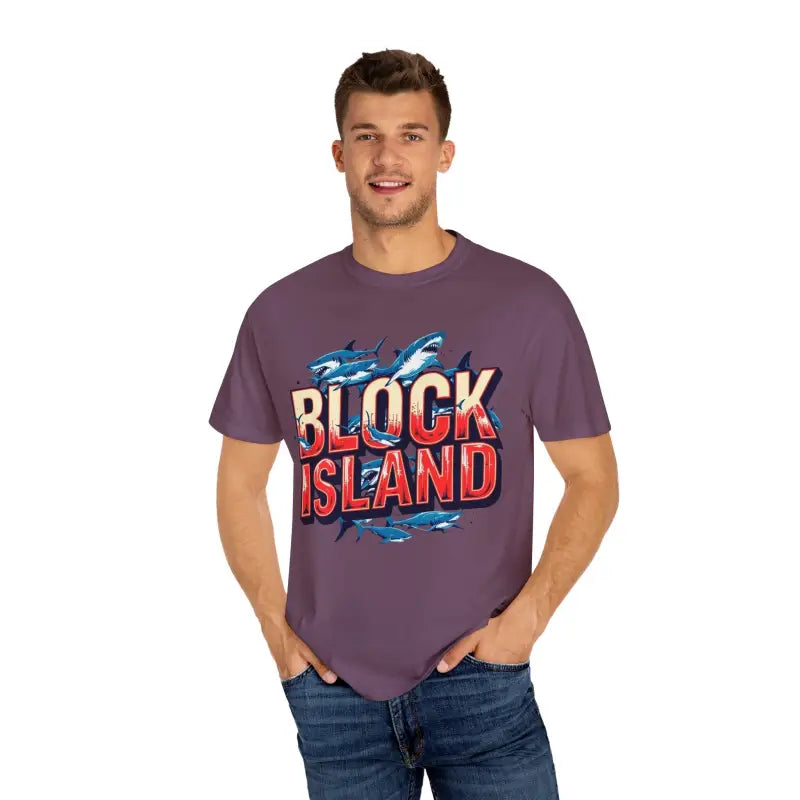 Ocean State Styles Block Island Shark T Shirt Garment Dyed