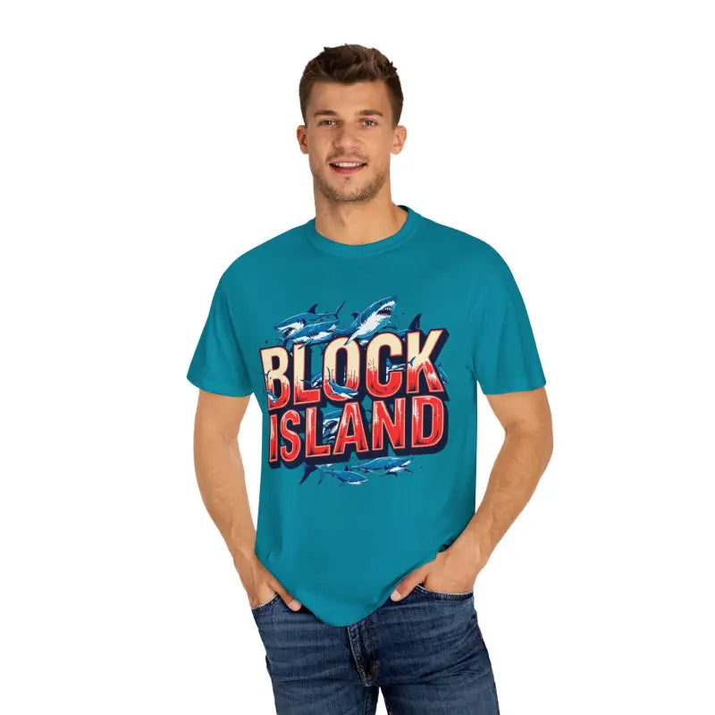 Ocean State Styles Block Island Shark T Shirt Garment Dyed