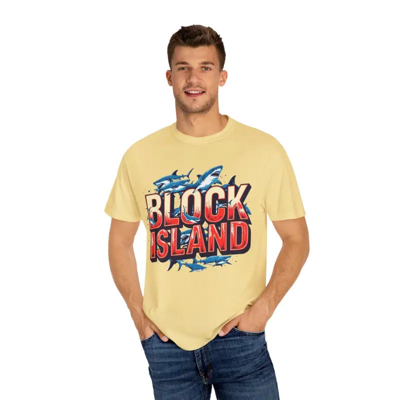 Ocean State Styles Block Island Shark T Shirt Garment Dyed