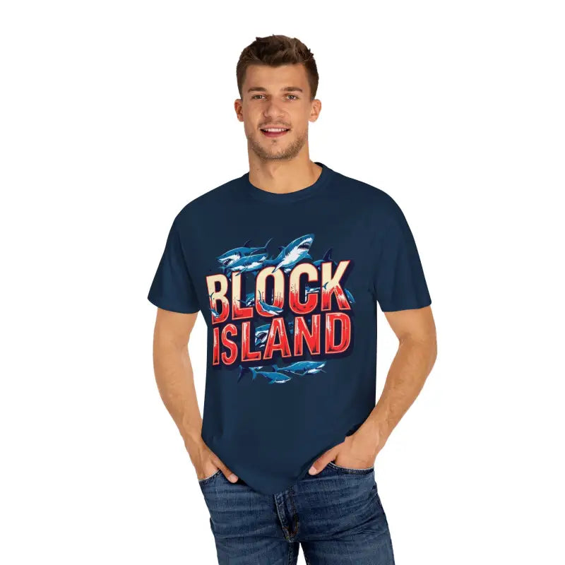 Ocean State Styles Block Island Shark T Shirt Garment Dyed