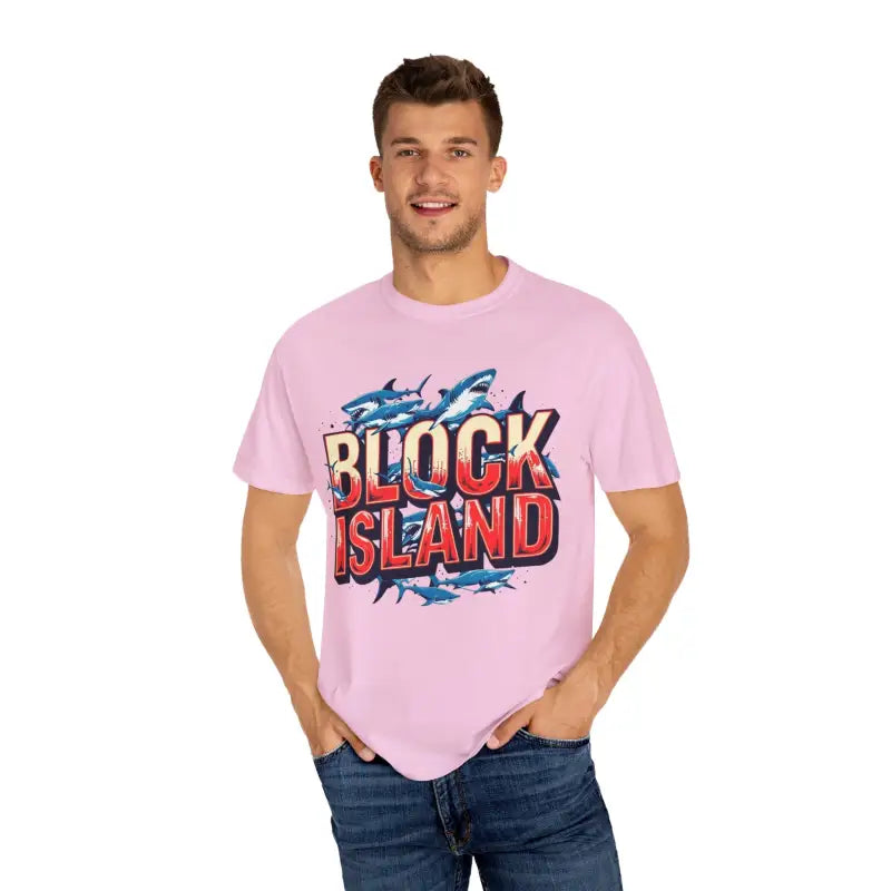 Ocean State Styles Block Island Shark T Shirt Garment Dyed