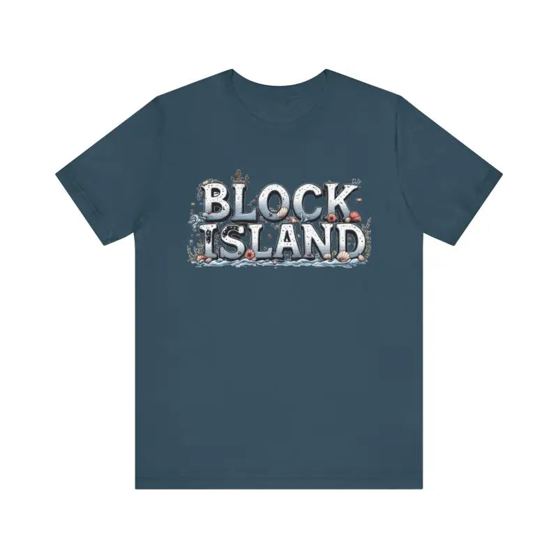 Unisex T-shirt with classic Block Island coastal graphic design