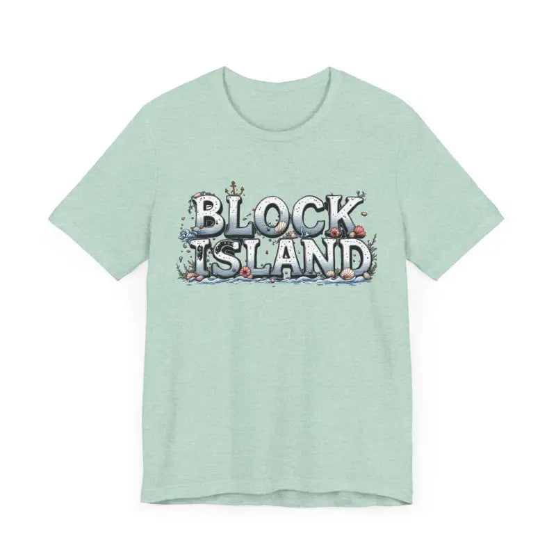 Unisex T-shirt with classic Block Island coastal graphic design