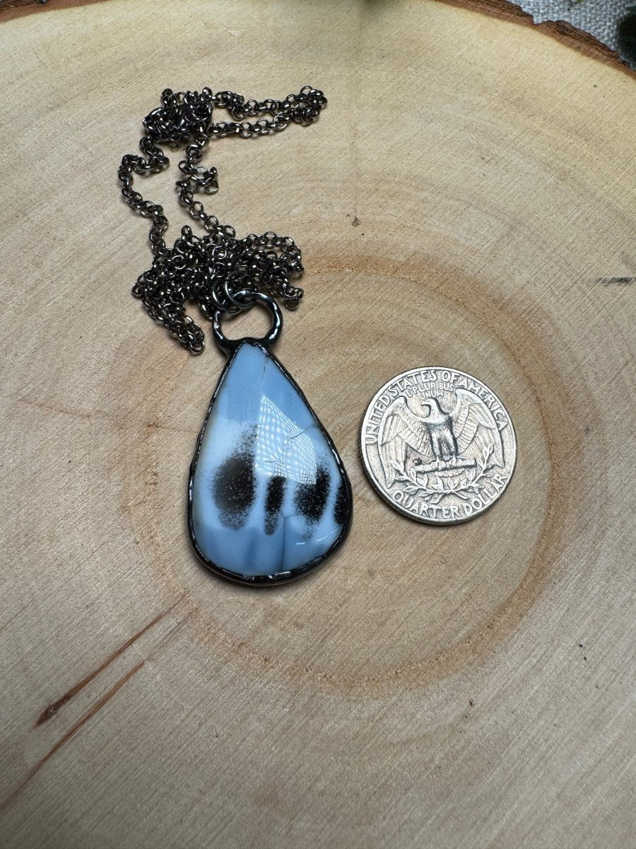 Blue Chalcedony Necklace (natural crack in stone)