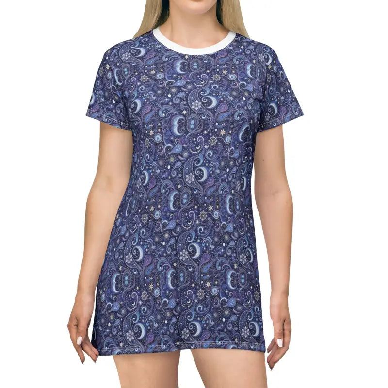 Ocean State Styles T Shirt Dress Paisley Celestial Print