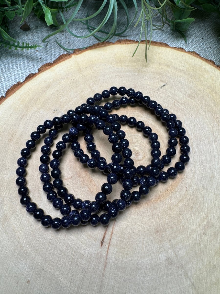 Blue Sandstone 6mm Beaded Bracelet