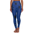 Blue Scared Kitty High Waisted Yoga Leggings