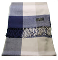 Blue Tan  Plaid Cashmere Scarf
