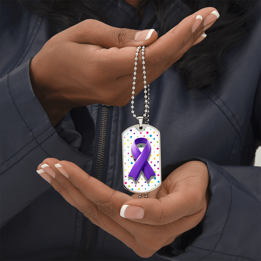 Bubble Ribbon on Polka Dots Necklace for Epilepsy Awareness