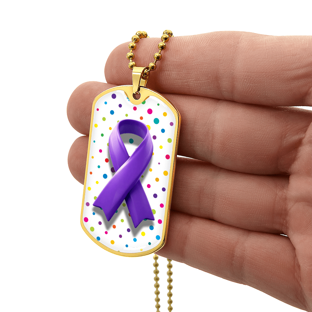 Bubble Ribbon on Polka Dots Necklace for Epilepsy Awareness