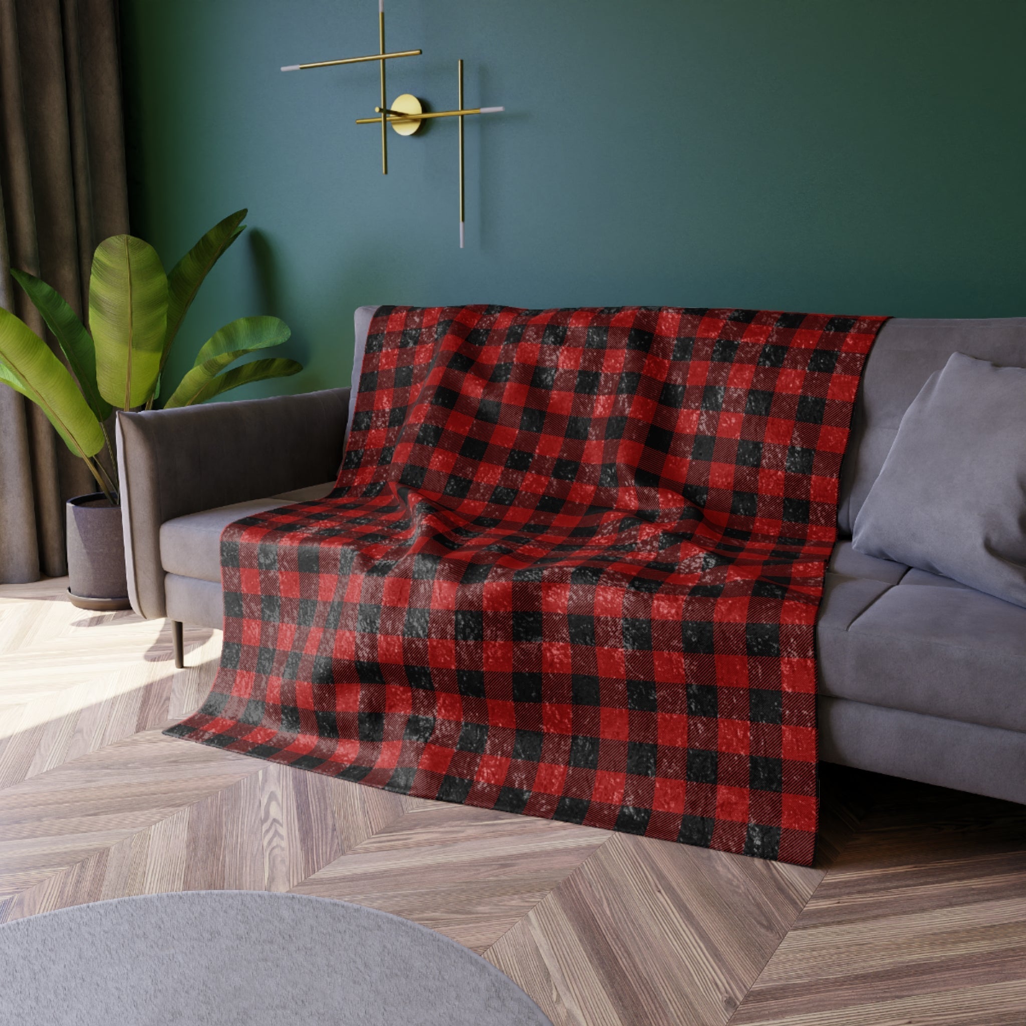 Buffalo Plaid Crushed Velvet Blanket