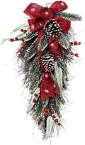 Holiday Pine Teardrop with Berry and Burlap Ribbon