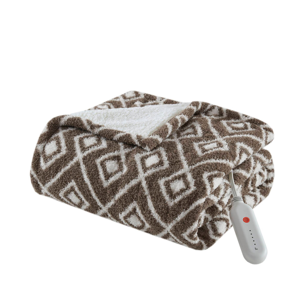 1 PCS 50x60' Dream Soft Heated Throw Brown Geo