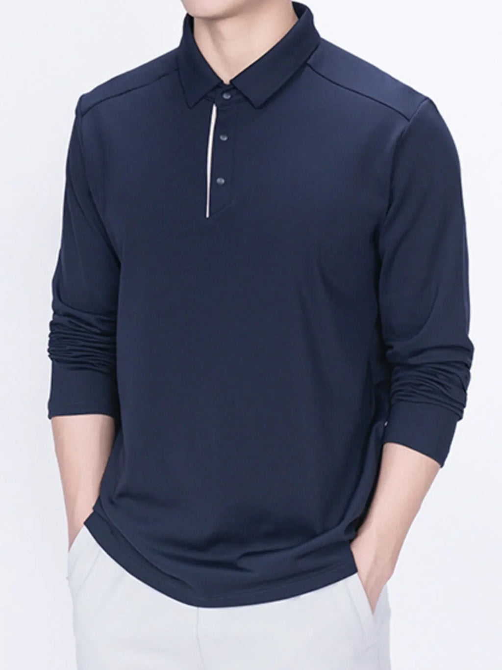 Collared Neck Long Sleeve Polo