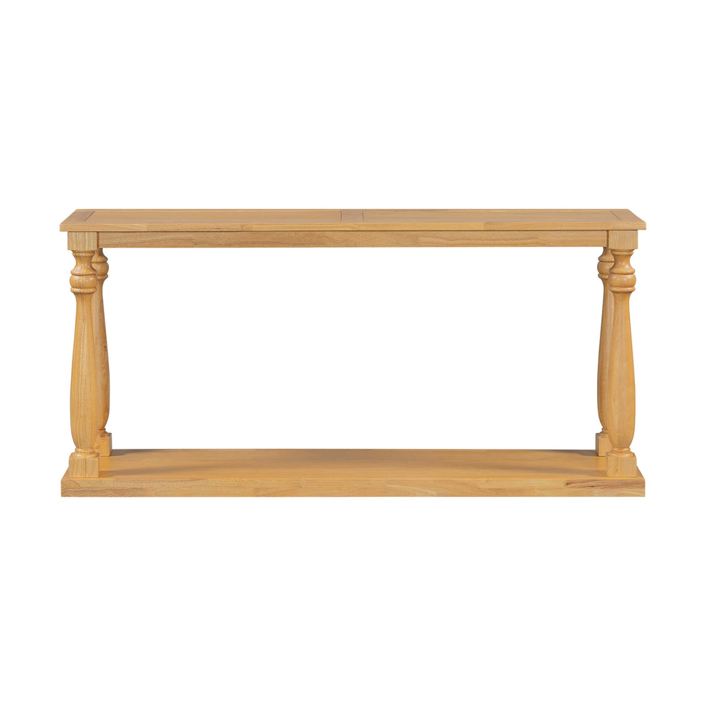 U_STYLE Vintage Wood Grain Console Table with Bottom Shelf and Four Vase Legs, Suitable for Entryway, Hallway, Living Room, Bedroom